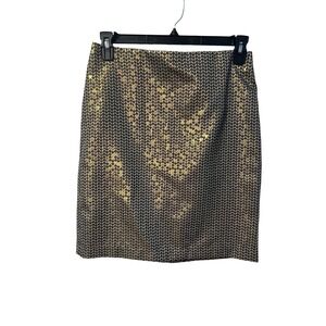 Sunny Leigh Pencil Skirt Gold Metallic‎ Accents Career Wear Size 8